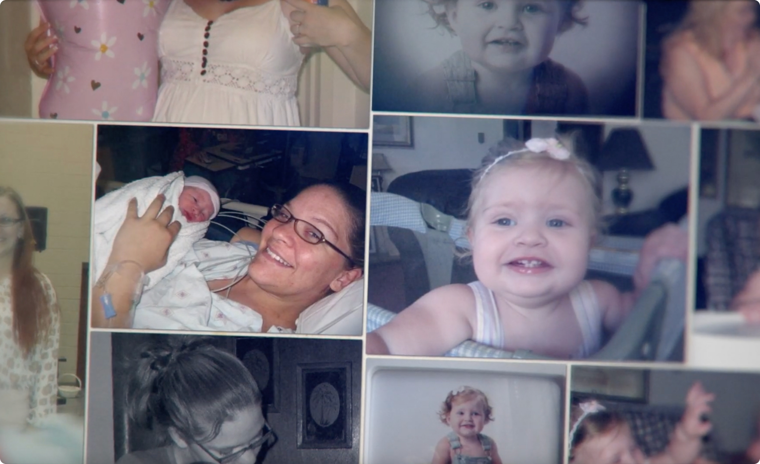 Collage of happy mother and baby photos.